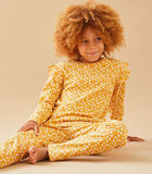 Jersey 2-delige pyjama met bloemetjes, mosterdgeel image number 2