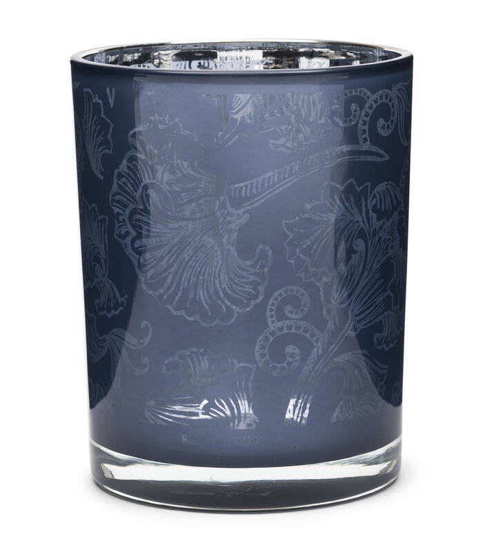 Amalfi theelichthouder glas - met bloemenprint blauw (ØxH) 10x12.5 cm image number 0