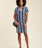 Liefdevolle korte jurk in eco -verantwoordelijke ecovero ™ viscose met groenteprint image number 0