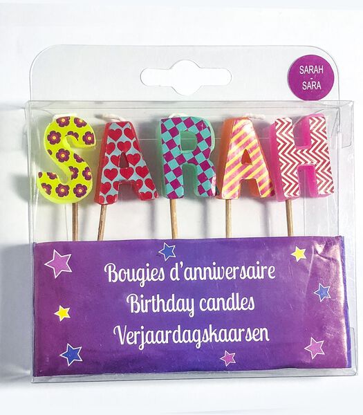 Bougies d'anniversaire prénoms Sarah et Sara