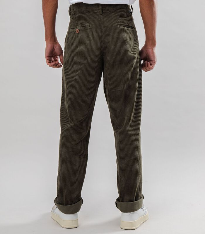 Corduroy Pleated Chino Pants Stone Green image number 3