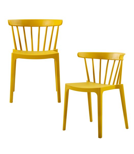 Lot de 2 chaises d'interieur et d'exterieur - Plastique - Ocre - 75x52x53 - Bliss