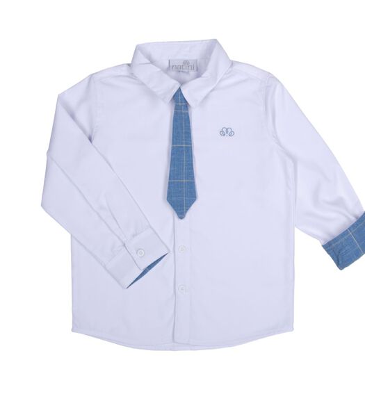 Shirt Pierrot Tie Square White-Blue