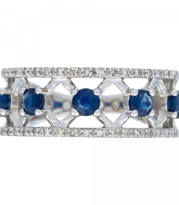 Ring 'Lady Blue Saphir' witgoud en diamanten image number 2