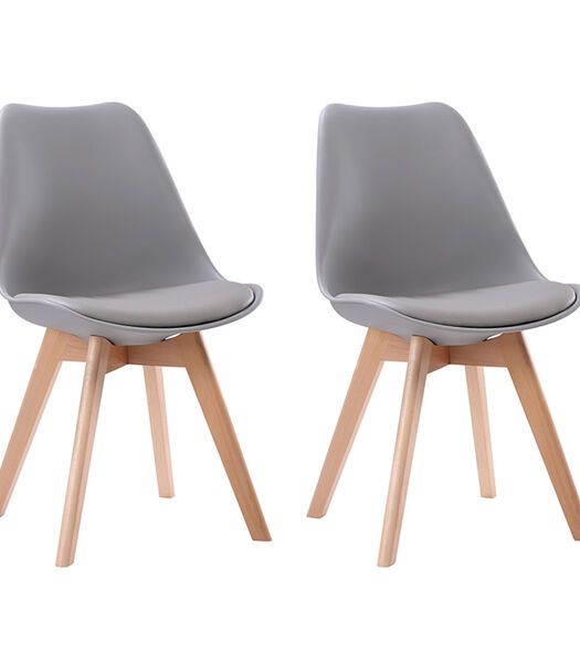 Set van 2 grijze NORA Scandinavische stoelen met kussen