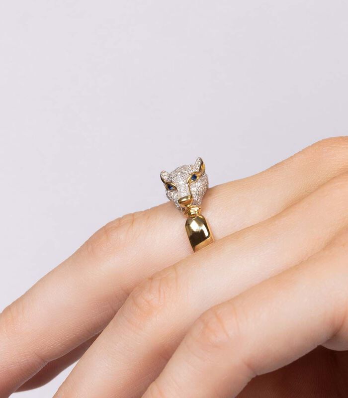 Ring 'Ma Panthère Saphir' geelgoud en diamanten image number 3