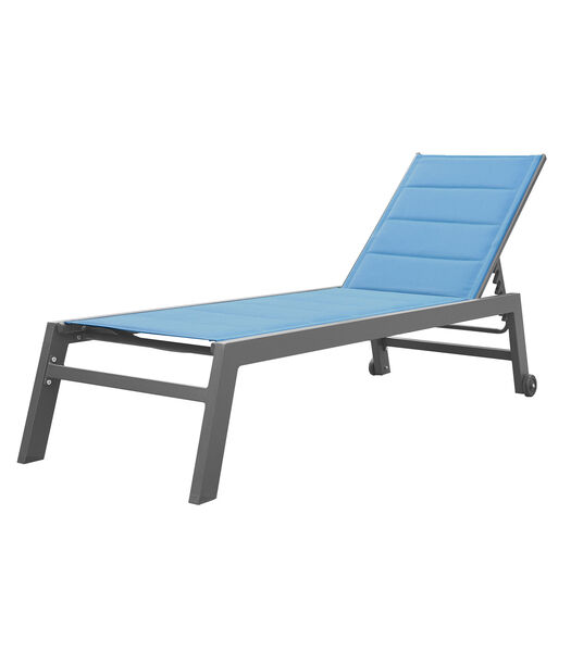 BARBADOS ligstoel in grijs-blauw textilene - antraciet aluminium
