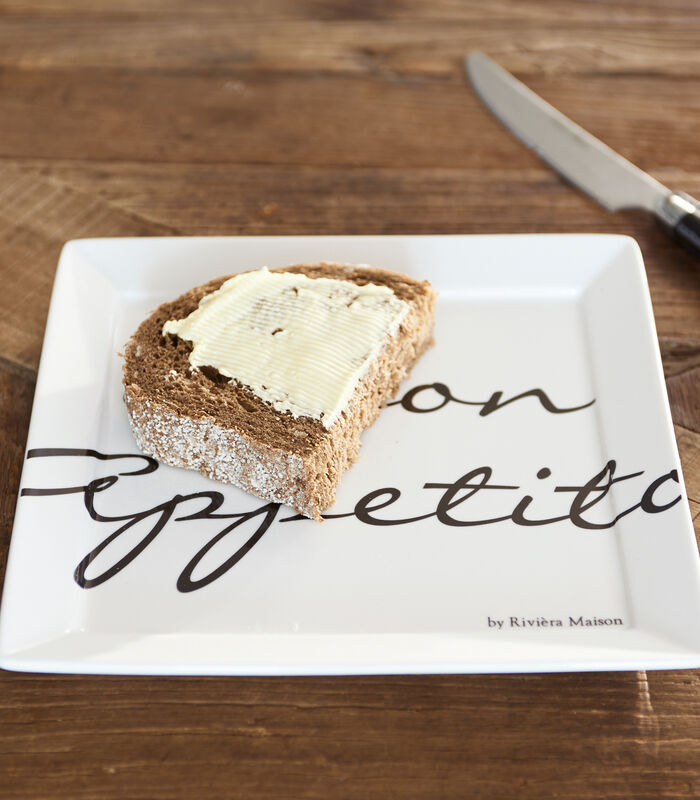 assiette à dîner carrée avec texte - Buon Appetito - Blanc - 18x18 image number 1