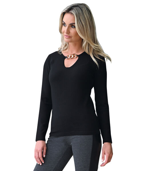 Pull maille douce col V fantaisie POSH