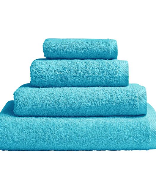 Serviette de bain unie en coton, Aqua