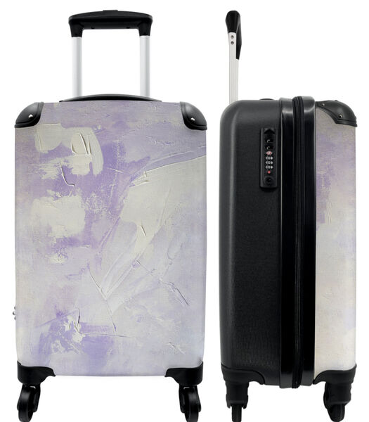 Valise spacieuse avec 4 roues et serrure TSA (Abstrait - Peinture - Violet - Blanc)