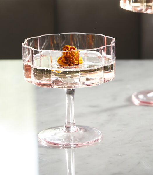 Julie Bubbles Wijnglas Cava/ Champagne - Roze glas 10,5 cm hoog
