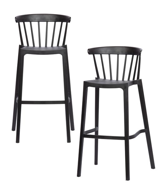 Lot de 2 chaises d'interieur et d'exterieur - Plastique - Noir - 103x54x51 - Bliss