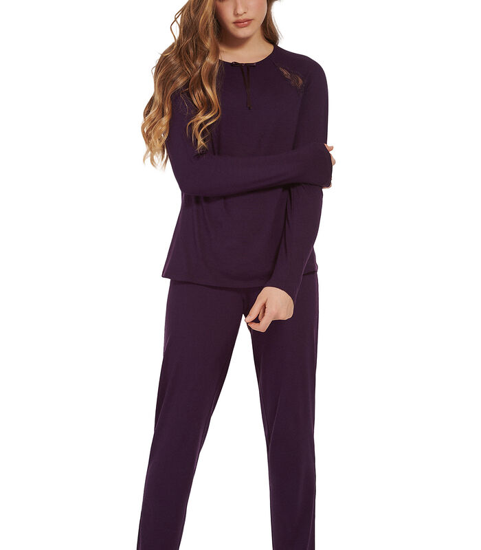 Pyjama indoor outfit broek top lange mouwen Ivette image number 0