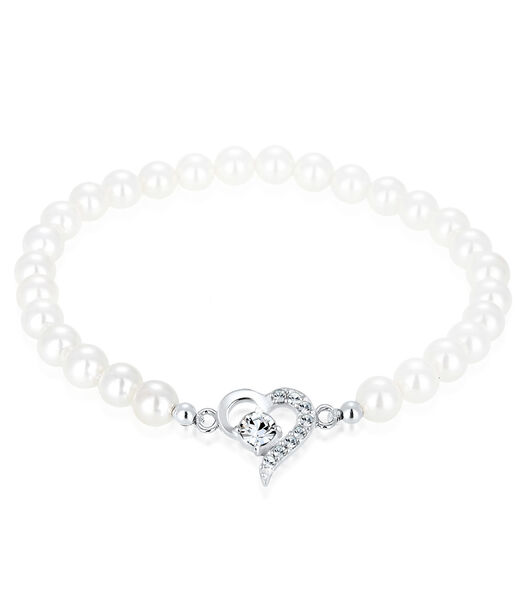 Bracelet Femmes Coeur Avec Perles De Coquillage Et Cristaux En Argent Sterling 925