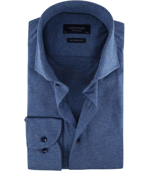 Profuomo Knitted Jersey Overhemd Blauw