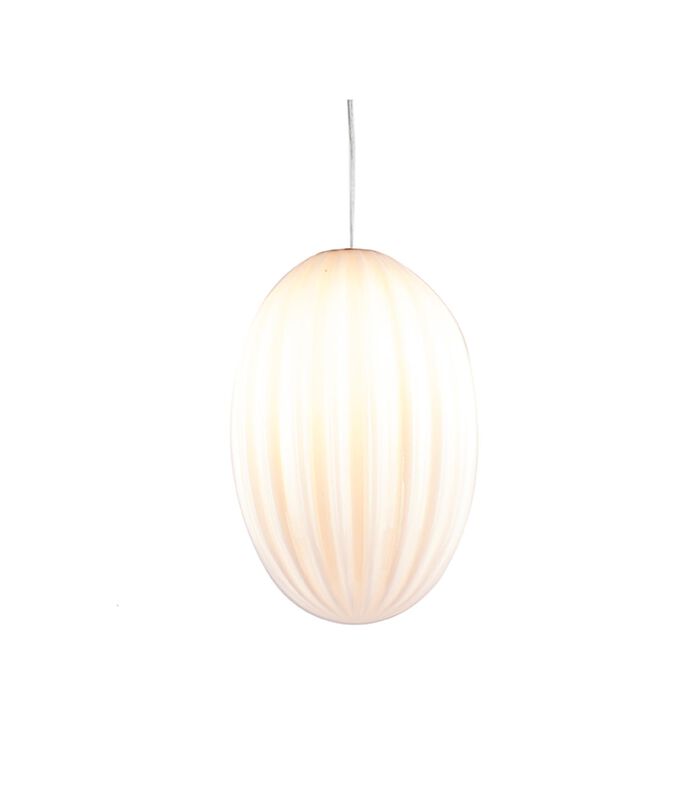 Lampe pendante Smart - verre ovale blanc opale - 20x30cm image number 0