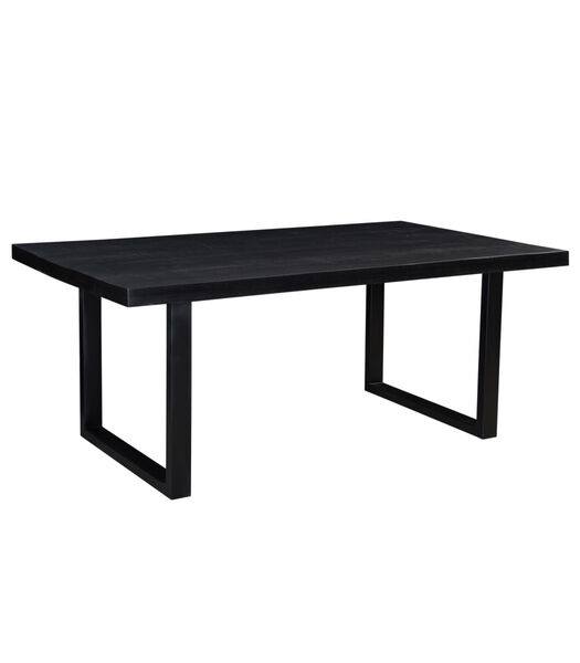 Black Omerta - Table de salle à manger - mangue - noir - rectangulaire - 200x100 cm - pied en U en acier - laqué noir