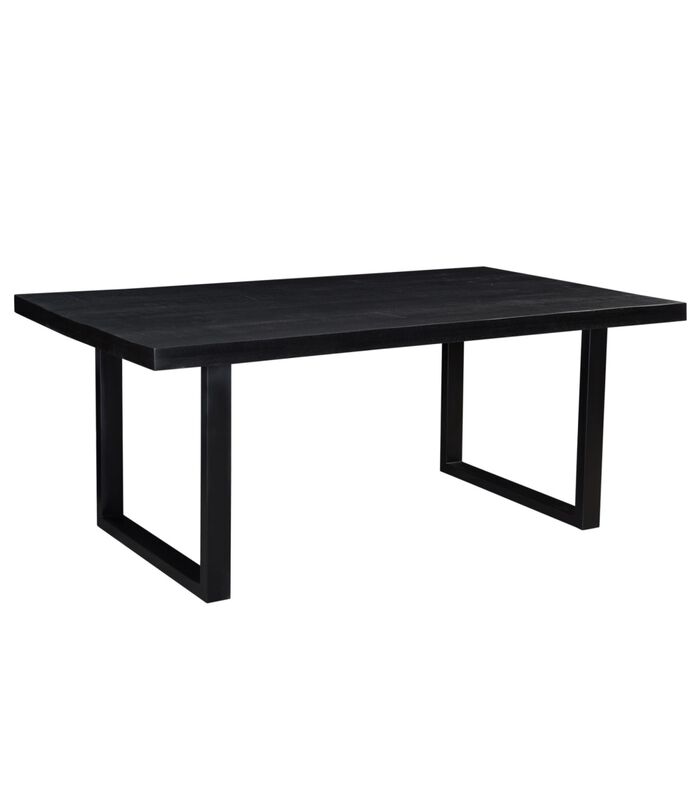 Black Omerta - Table de salle à manger - mangue - noir - rectangulaire - 200x100 cm - pied en U en acier - laqué noir image number 0