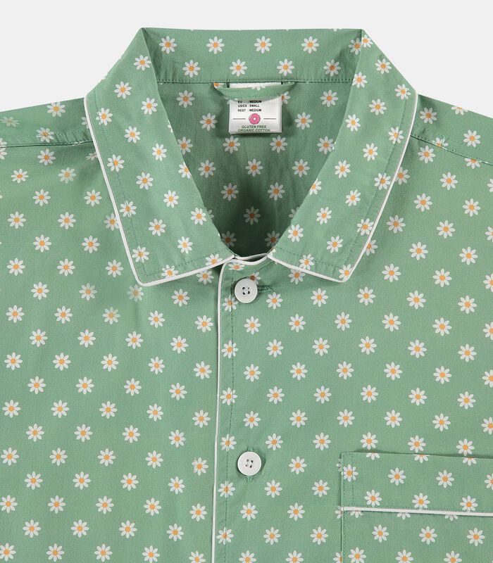 Pyjama hemd - Daisy Green Pyjama Shirt - Pockies® image number 1