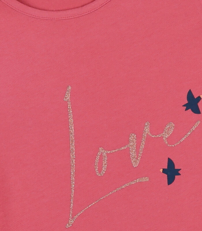 "love" t-shirt met lange mouwen, framboosrood image number 3