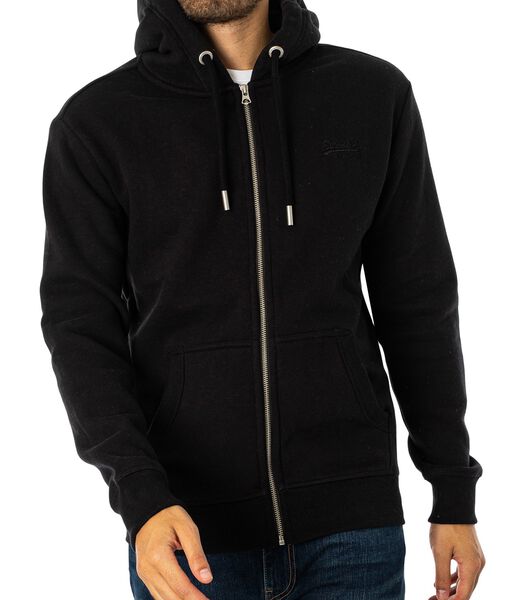 Sweatshirt à capuche zippé logo brodé en coton bio V...
