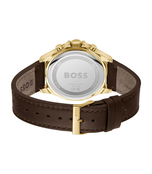 BOSS analogique brun sur bracelet cuir brun 1514100