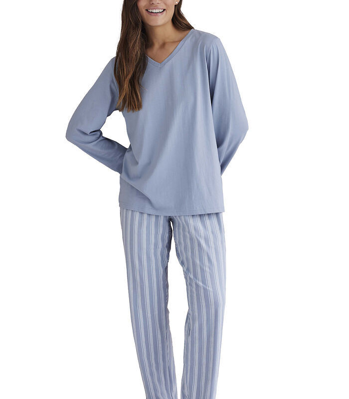 Pyjama indoor outfit broek top lange mouwen Stripes image number 0