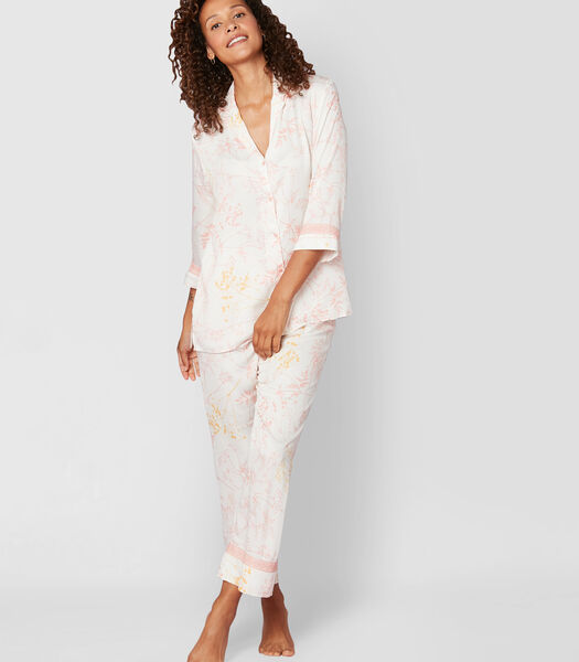 Bedrukte pyjama van viscose CASAMANCE 506 - koraalrood/roze
