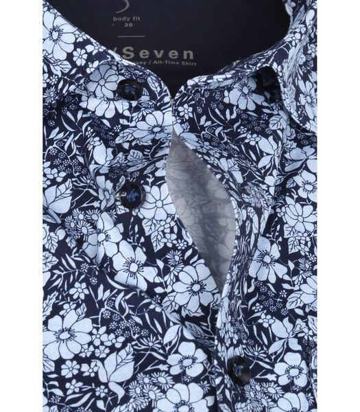 OLYMP Lvl 5 Overhemd 24/Seven Bloemen Donkerblauw