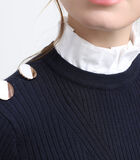 Robe mi-longue en tricot preppy à col plissé image number 4