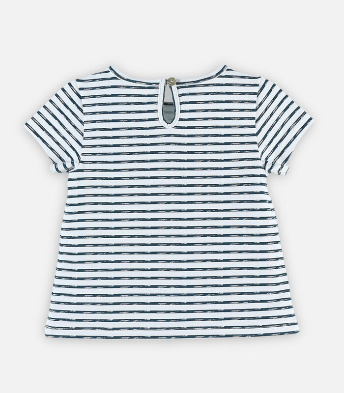 T-shirt met korte mouwen met blauwe streepjes en lurex image number 3