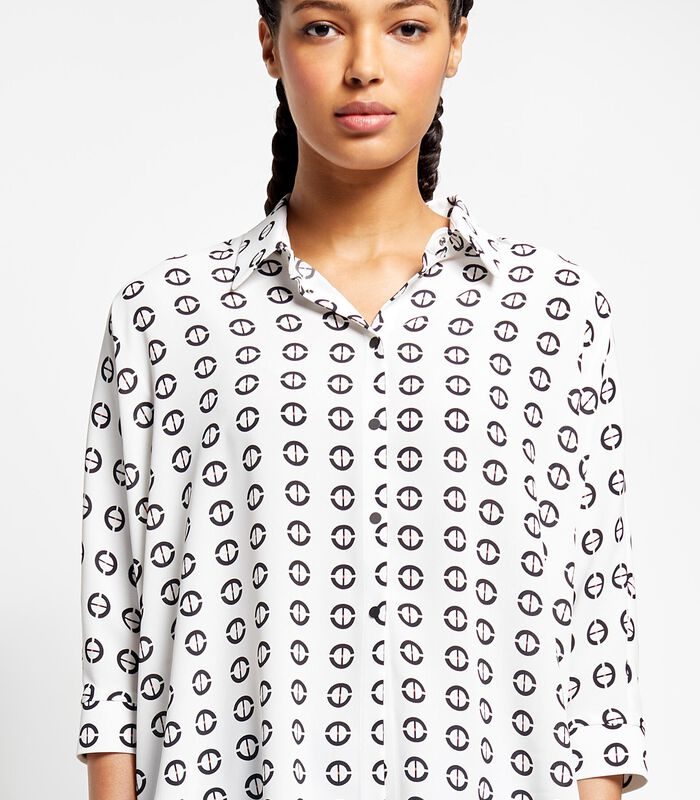 Wit overhemd loose fit met print CARAIGLE image number 0