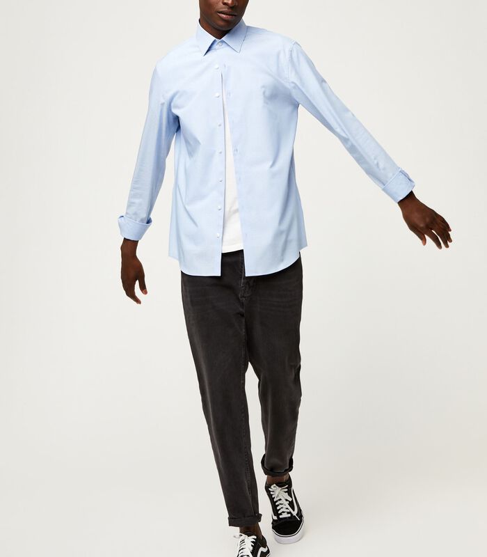 Slim-fit overhemd van dobby stretch image number 4