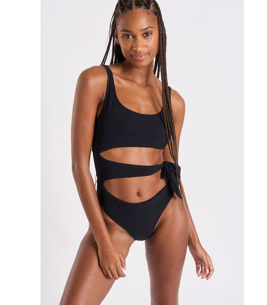 Maillot de bain une-pièce noir asymétrique TREASURE