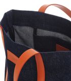 The Tote - Tote bag van gerecycled denim met oranje leren afwerking image number 2