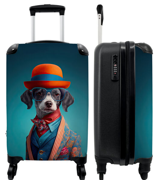 Ruimbagage koffer met 4 wielen en TSA slot (Hond - Colbert - Bloemen - Portret - Blauw)