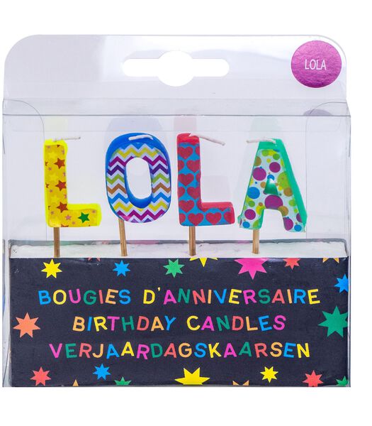 Verjaardagskaarsen voor de naam Lola