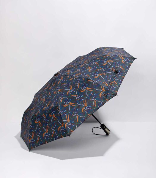 Parapluie femme mini pliant inversé manuel bleu marine & beige