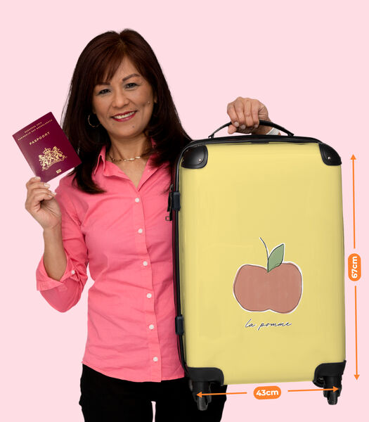 Handbagage Koffer met 4 wielen en TSA slot (Appel - Geel - 'La Pomme' - Abstract)
