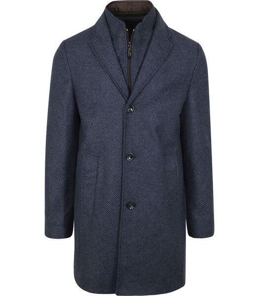 Suitable K150 Coat Wol Blend Ruit Donkerblauw