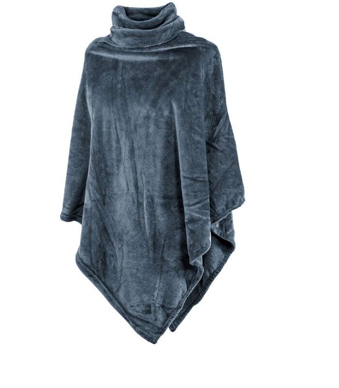 Poncho Cosy Collar Stone Blue Microflanel image number 0