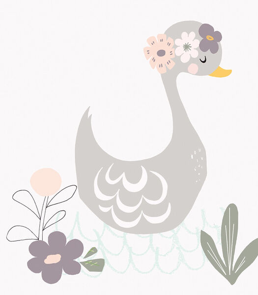 MY LOVELY SWAN - Affiche encadrée - Cygne et fleurs