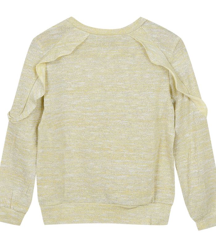 Lichtgewicht sweatshirt met ronde hals en glanzende mesh ruches image number 1