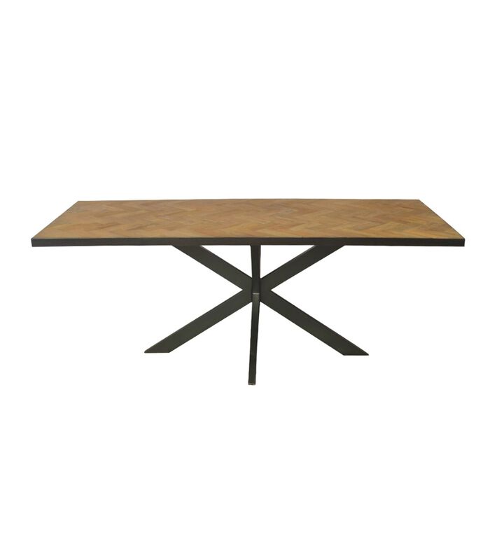 Teaked - Table de salle à manger - rectangulaire - 200cm - teck - pied araignée - acier laqué image number 0