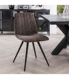 Lined Velvet - Chaise de salle à manger - lot de 4 - velours - taupe - rayé - métal - noir image number 1