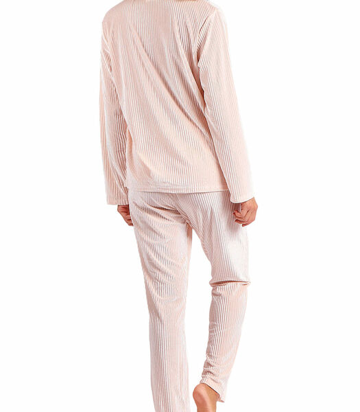 Pyjama fluwelen outfit broek shirt Elegant Stripes