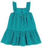 Wijd uitlopende jurk met bloemetjes, turquoise image number 3
