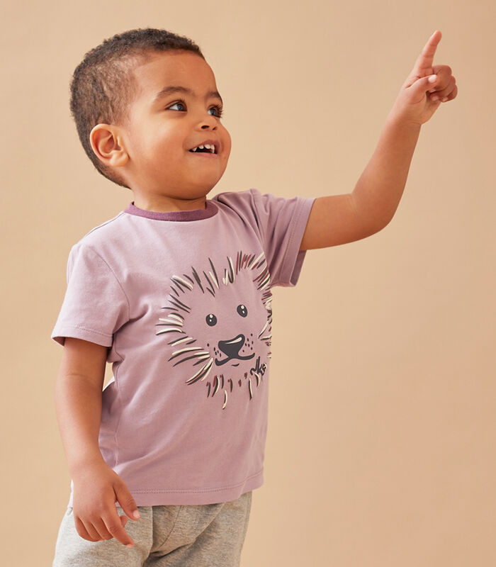 T-shirt met leeuwenprint, paars image number 0