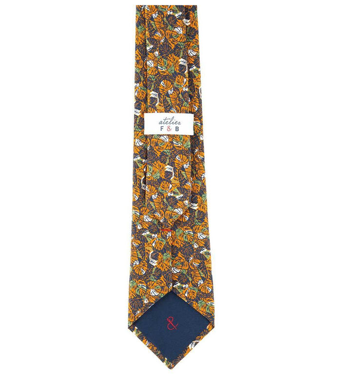 Cravate motifs feuilles en soie et coton image number 3
